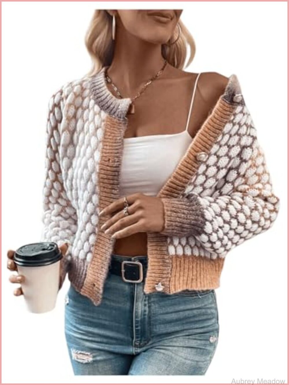 Colorful Button Up Cropped Cardigan Knitwear